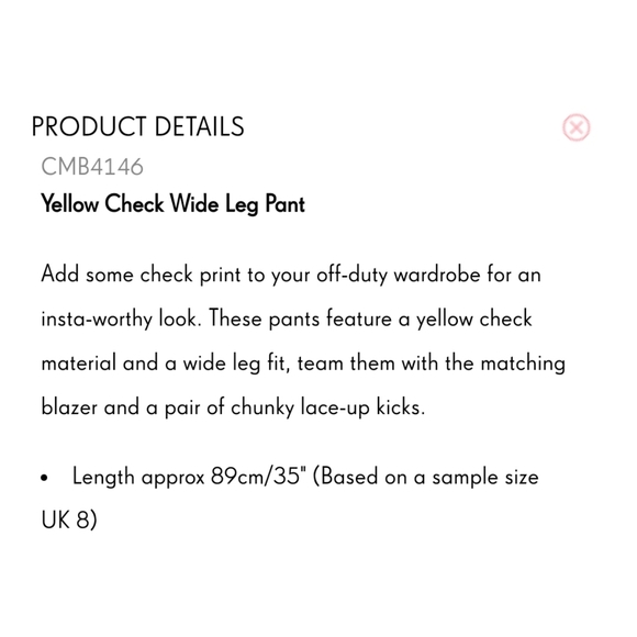 PLT Yellow Check Wide Leg Pants - Picture 8 of 8